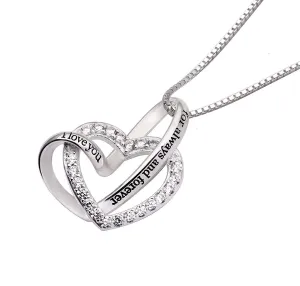 "I Love You for Always & Forever" White Pavé Necklace