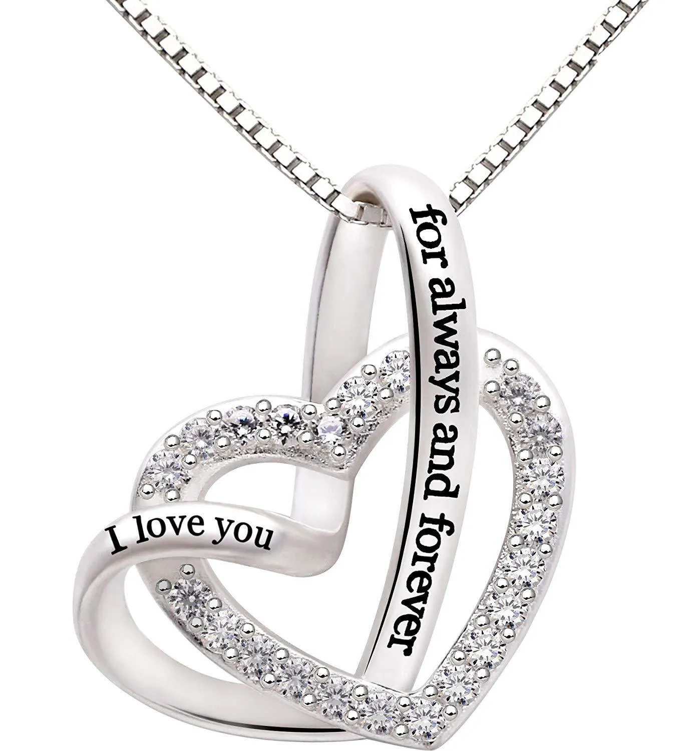 "I Love You for Always & Forever" White Pavé Necklace
