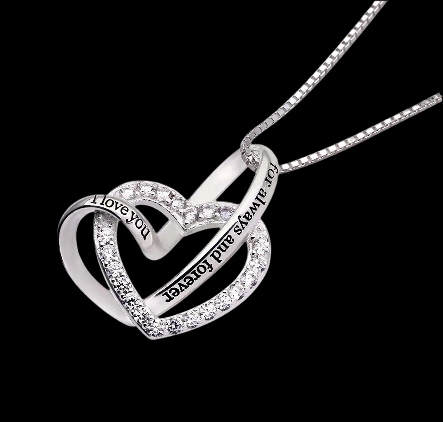 "I Love You for Always & Forever" White Pavé Necklace