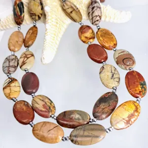 "Red Rocks" 34" Necklace - Jasper, Hematite, Sterling
