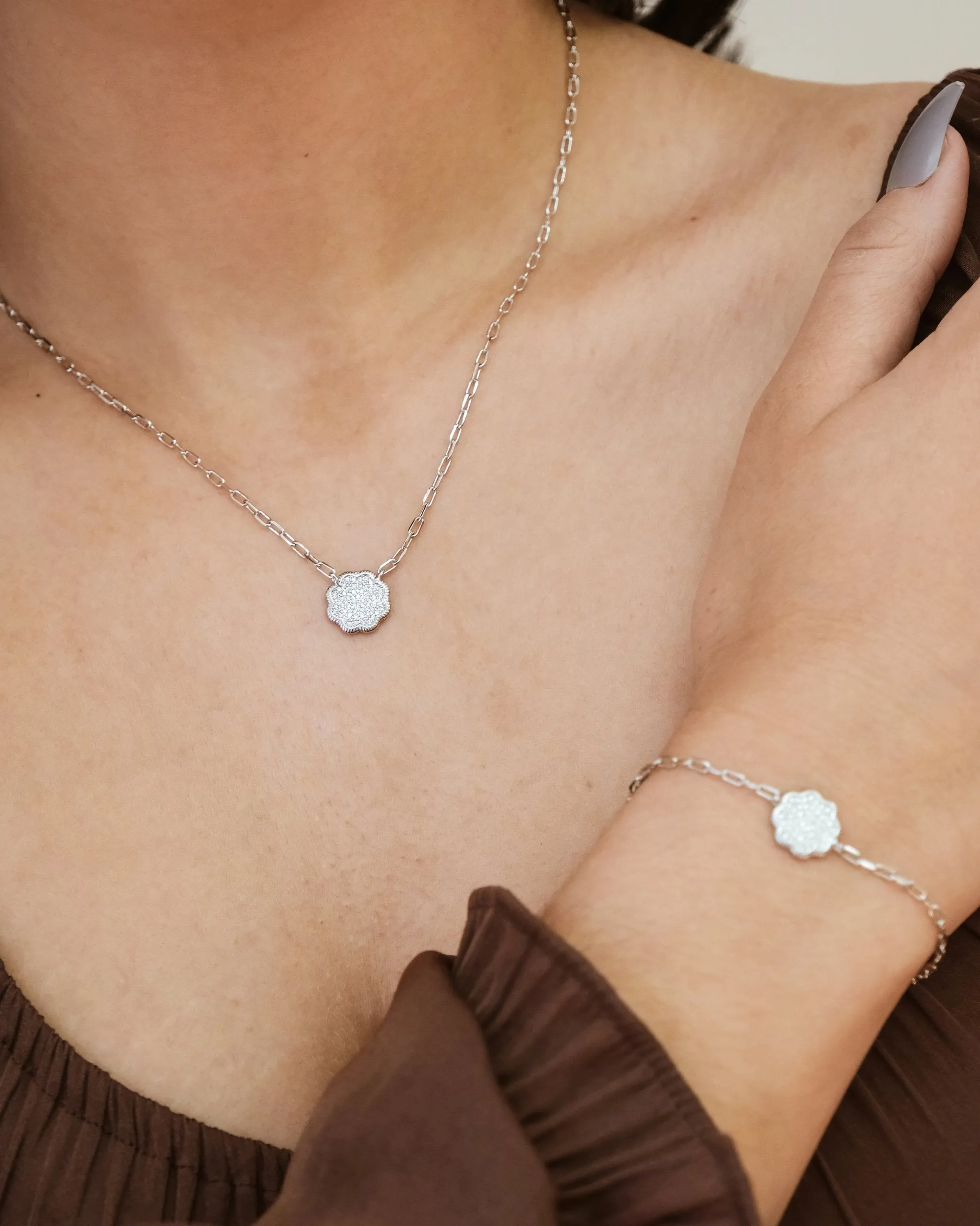 Raemy CZ Rose Petal Matching Set