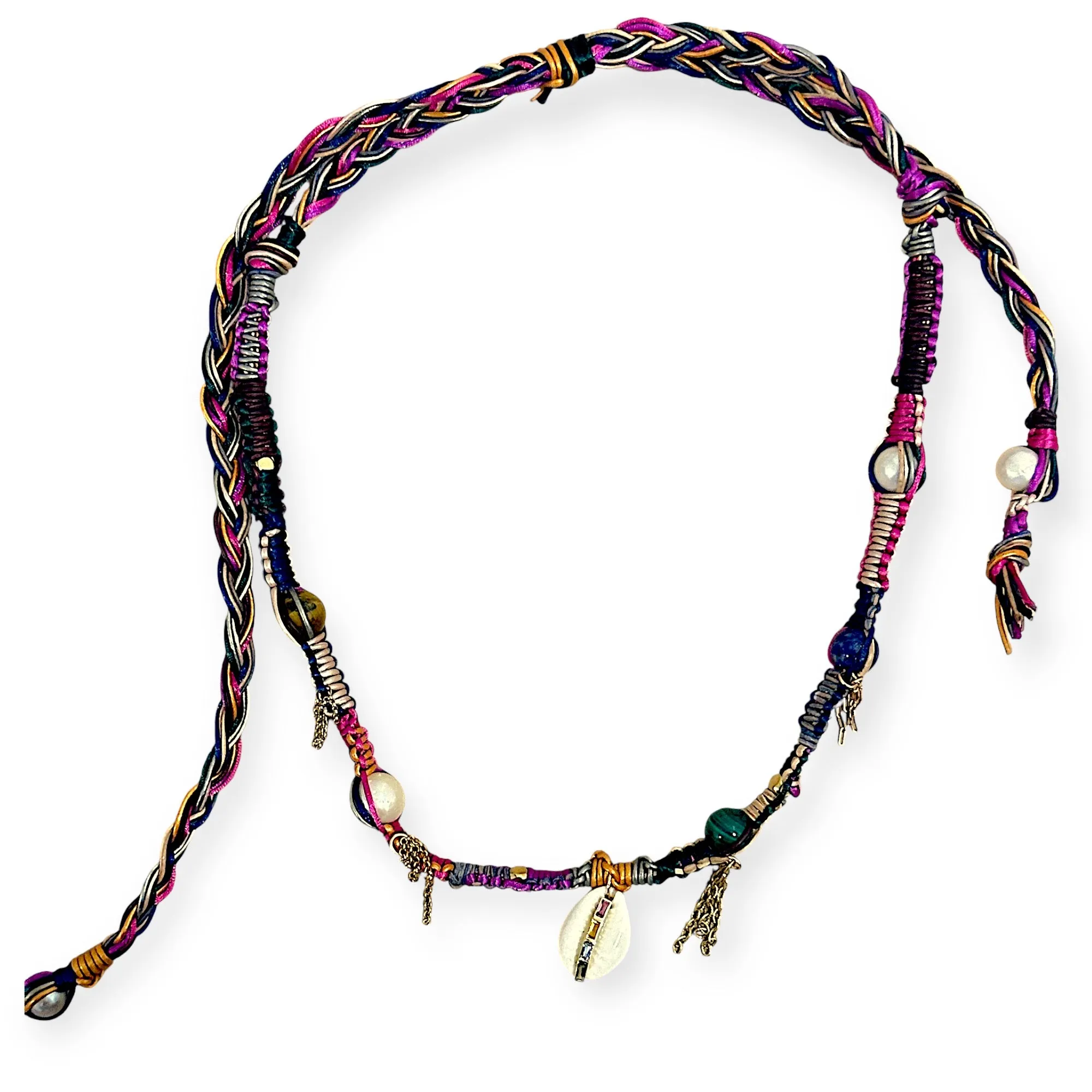 Rainbow Sapphire Cowrie Shell Rockstar Necklace