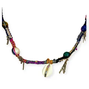 Rainbow Sapphire Cowrie Shell Rockstar Necklace
