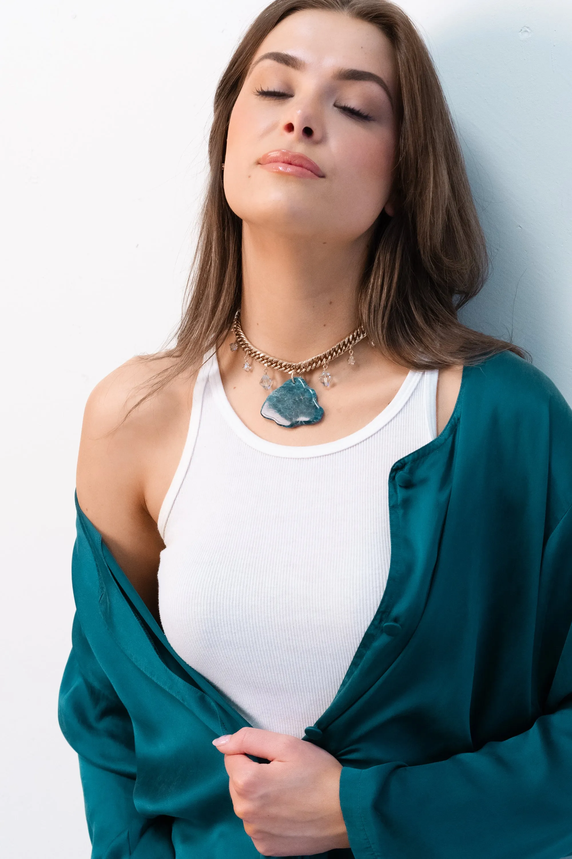 Rainy day blue apatite necklace