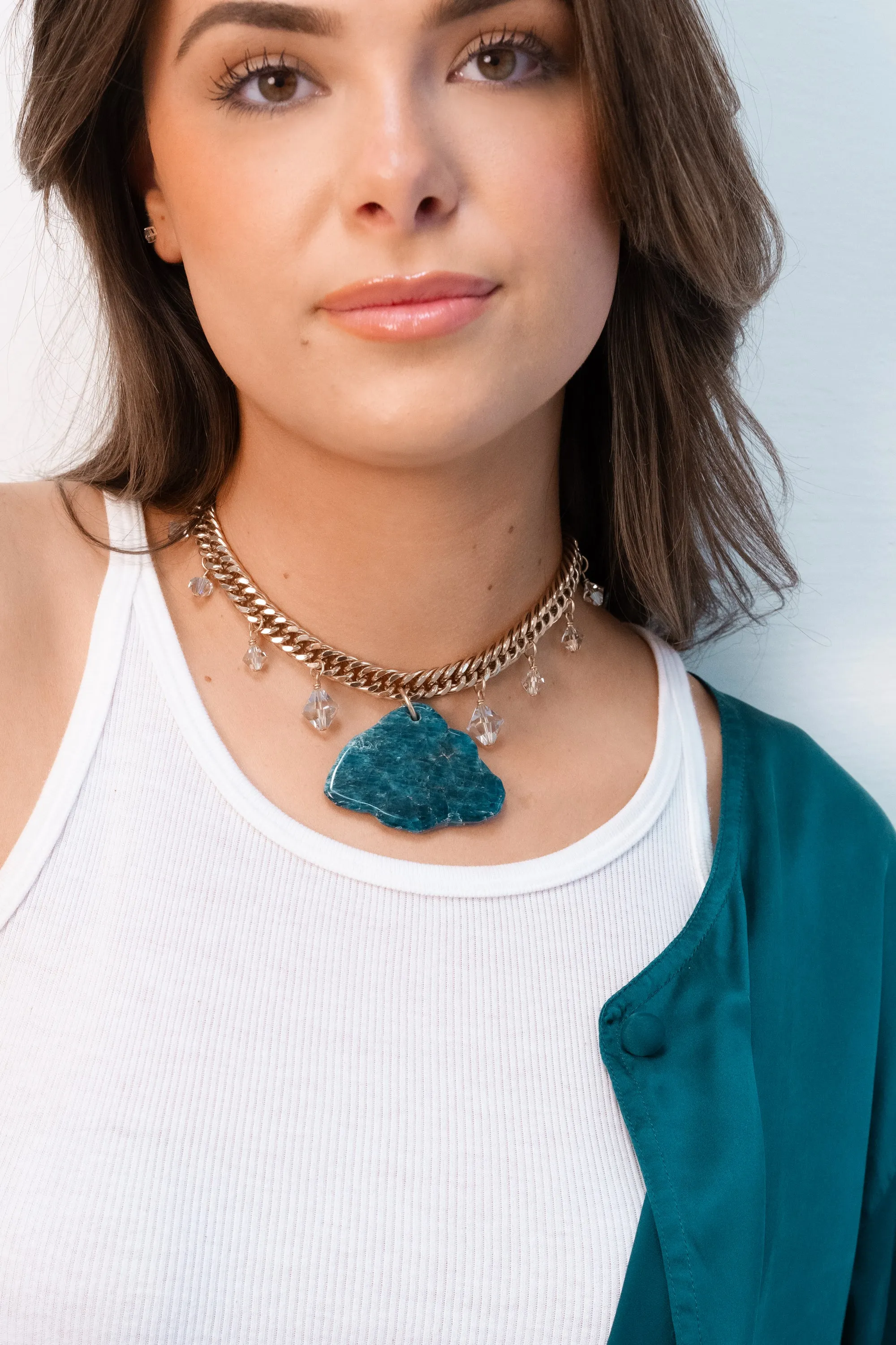 Rainy day blue apatite necklace