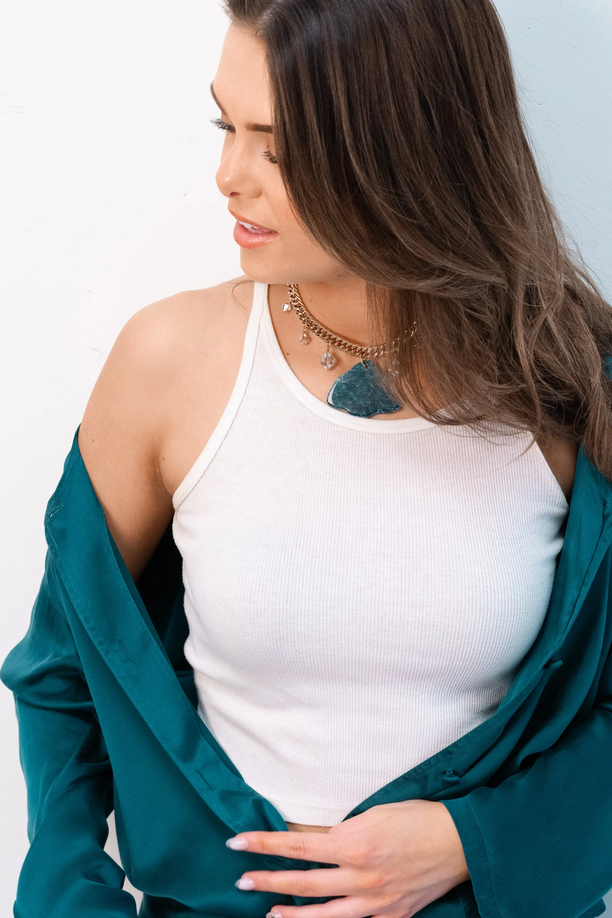 Rainy day blue apatite necklace