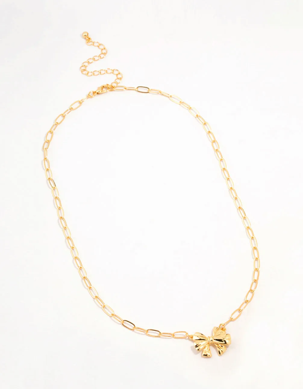 Real Gold Plated Bow Link Necklace