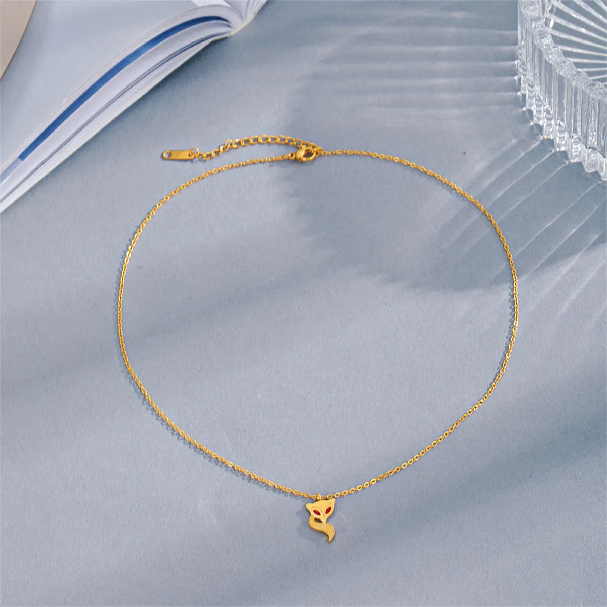 Red Enamel & 18K Gold-Plated Fox Pendant Necklace
