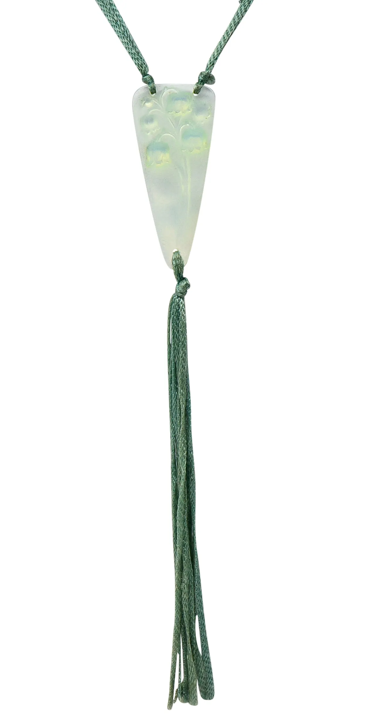 Rene Lalique Art Nouveau Frosted Glass Silk Lily Of The Valley Tassel Pendant Necklace