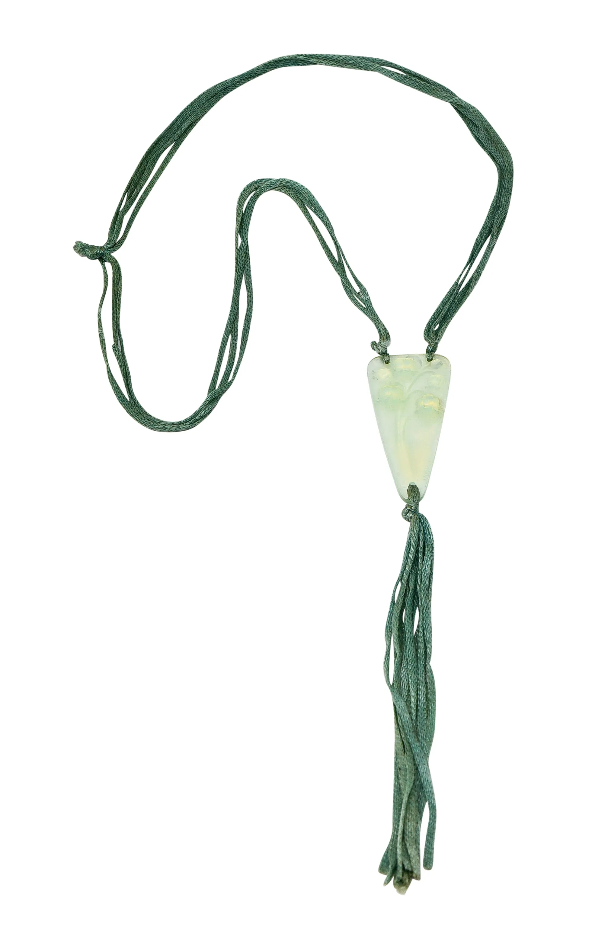 Rene Lalique Art Nouveau Frosted Glass Silk Lily Of The Valley Tassel Pendant Necklace