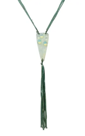 Rene Lalique Art Nouveau Frosted Glass Silk Lily Of The Valley Tassel Pendant Necklace