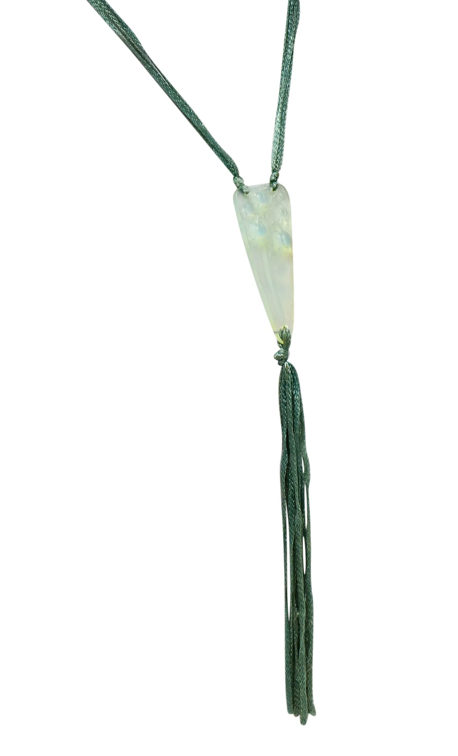 Rene Lalique Art Nouveau Frosted Glass Silk Lily Of The Valley Tassel Pendant Necklace