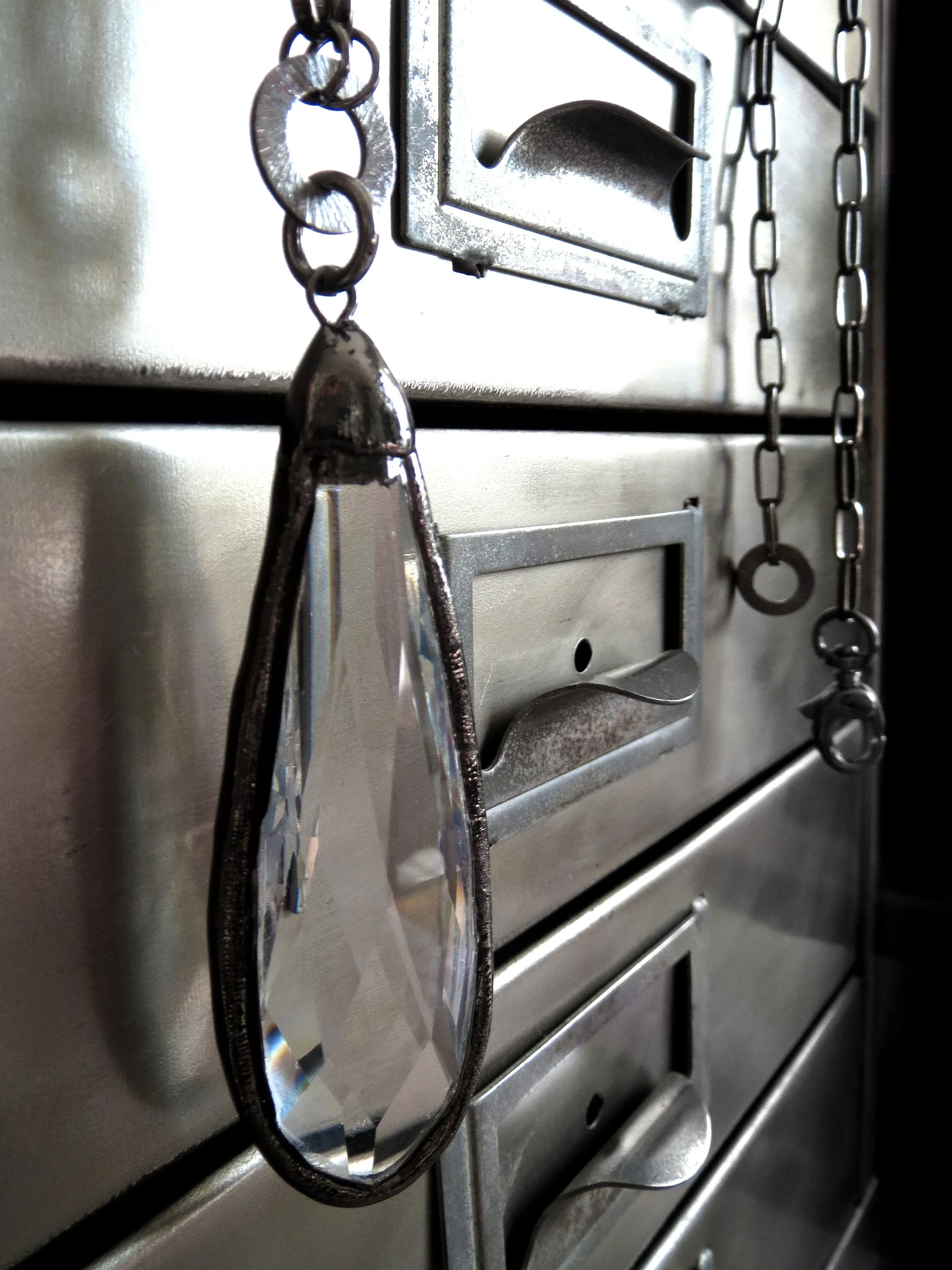 REVEAL - Long Clear Glass Teardrop Pendant Necklace