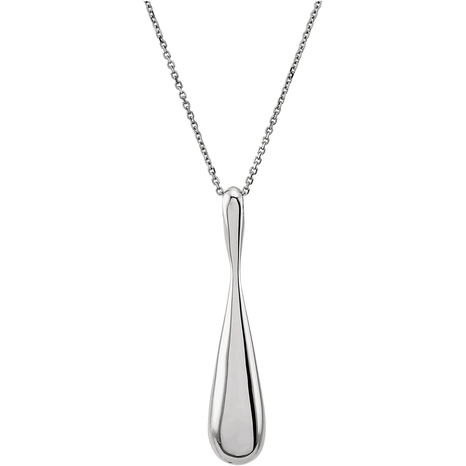 Reversable Smooth and Patterned Teardrop 18" Necklace - 14k Gold (Y, W, or R)