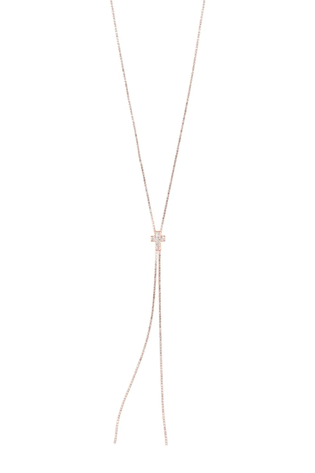 RHINESTONE 47" CROSS SLIDER NECKLACE