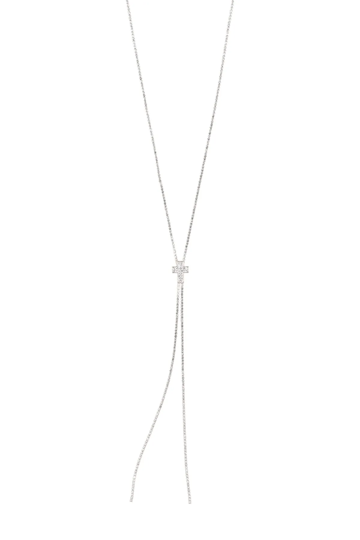 RHINESTONE 47" CROSS SLIDER NECKLACE