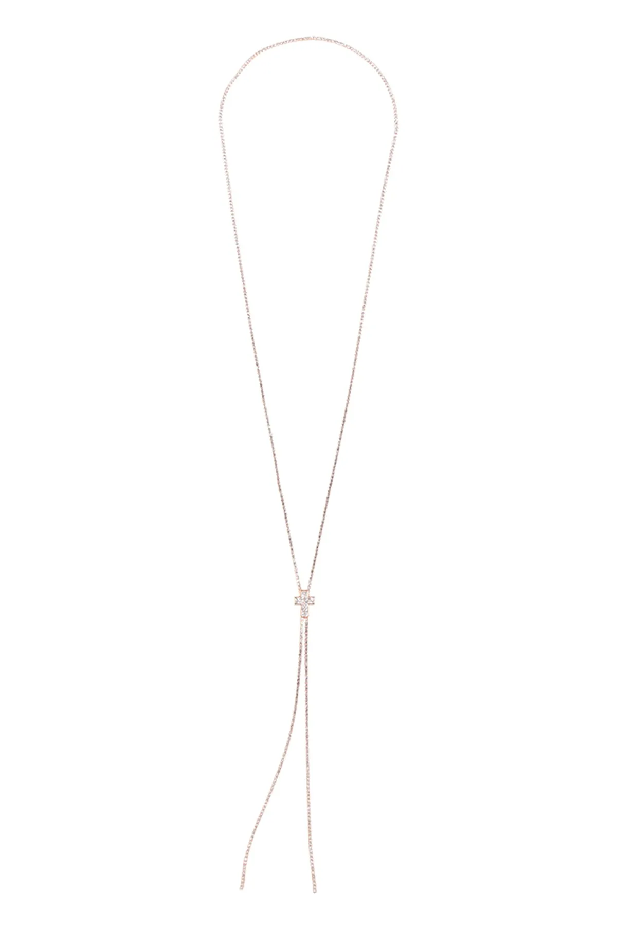 RHINESTONE 47" CROSS SLIDER NECKLACE