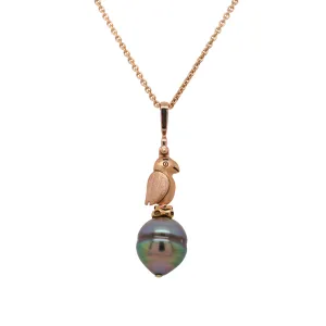Rose Gold and Tahitian Pearl Parrot Pendant