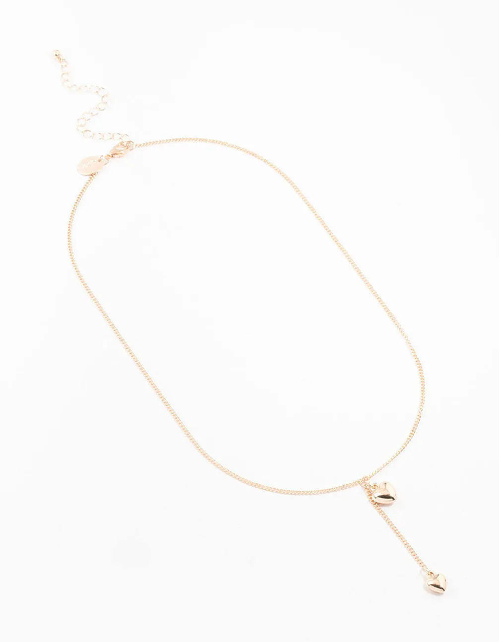 Rose Gold Puffy Heart Drop Necklace