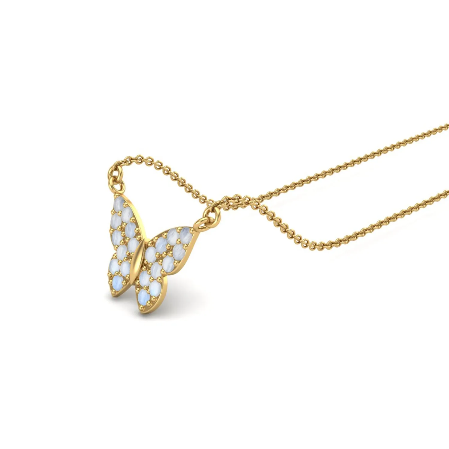Round Natural Moonstone Gemstone 925 Sterling Silver Dragonfly Butterfly Women's Chain Necklace Insect Jewelry