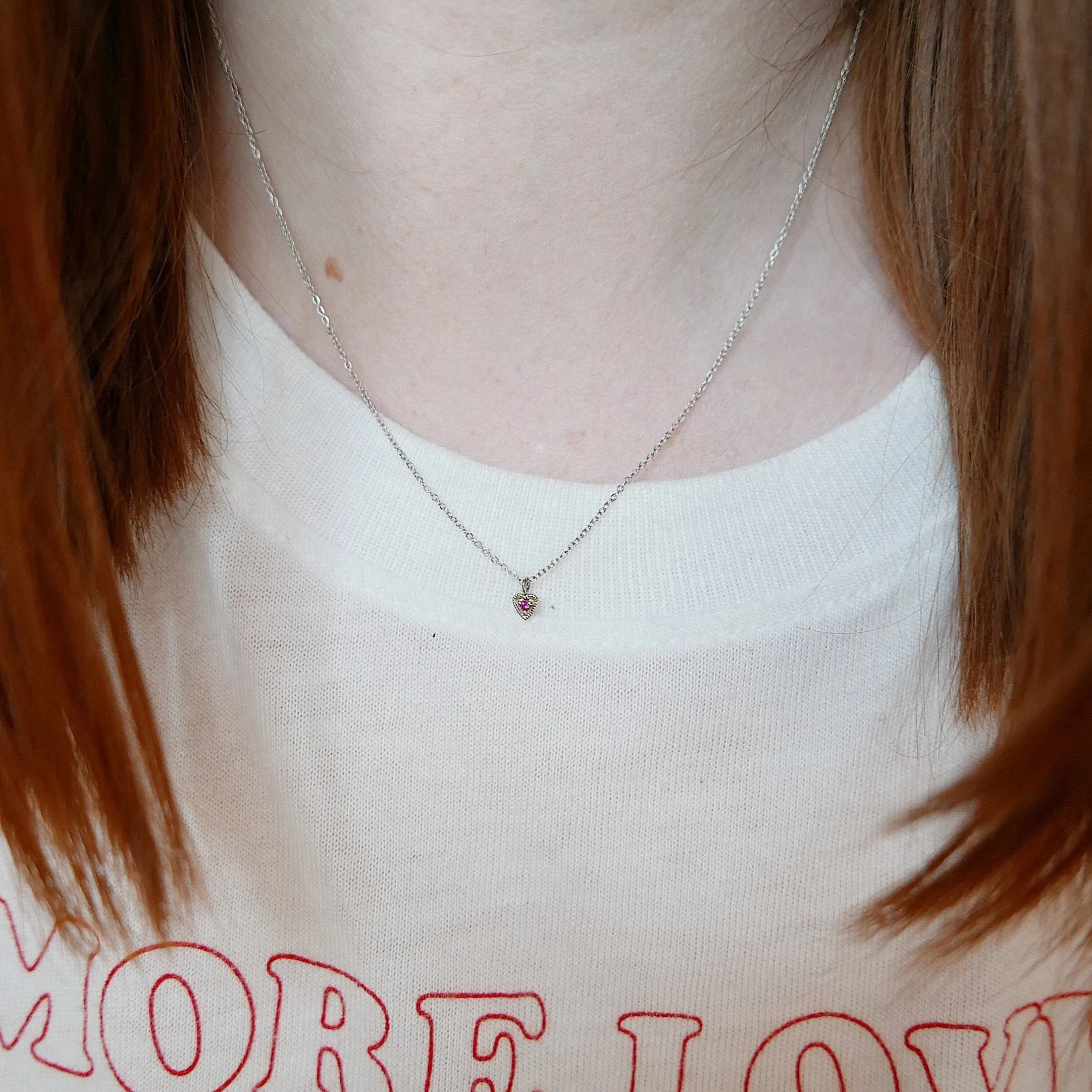 Ruby White Gold Heart Necklace