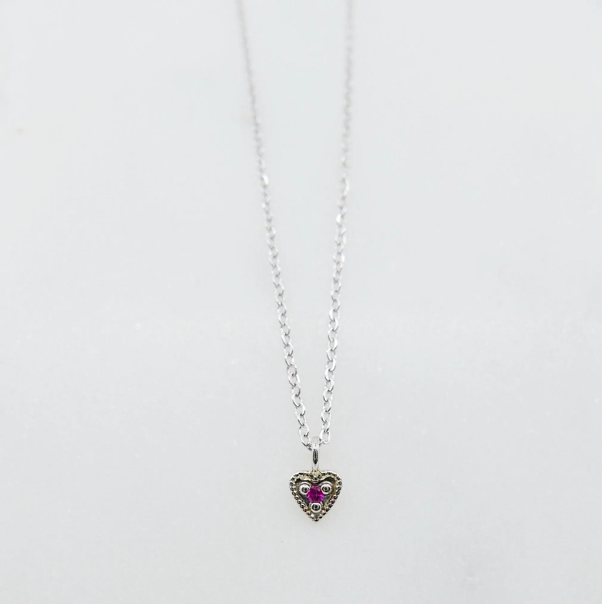 Ruby White Gold Heart Necklace