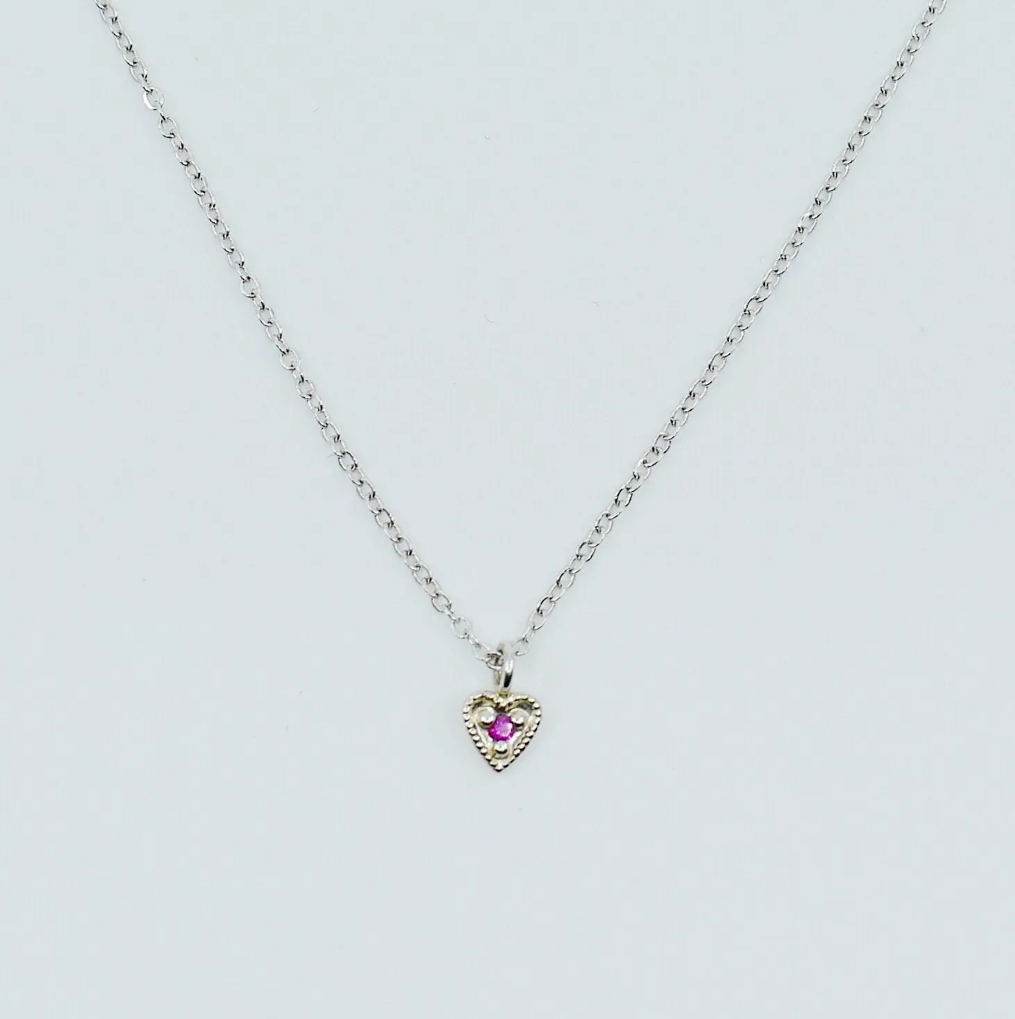 Ruby White Gold Heart Necklace