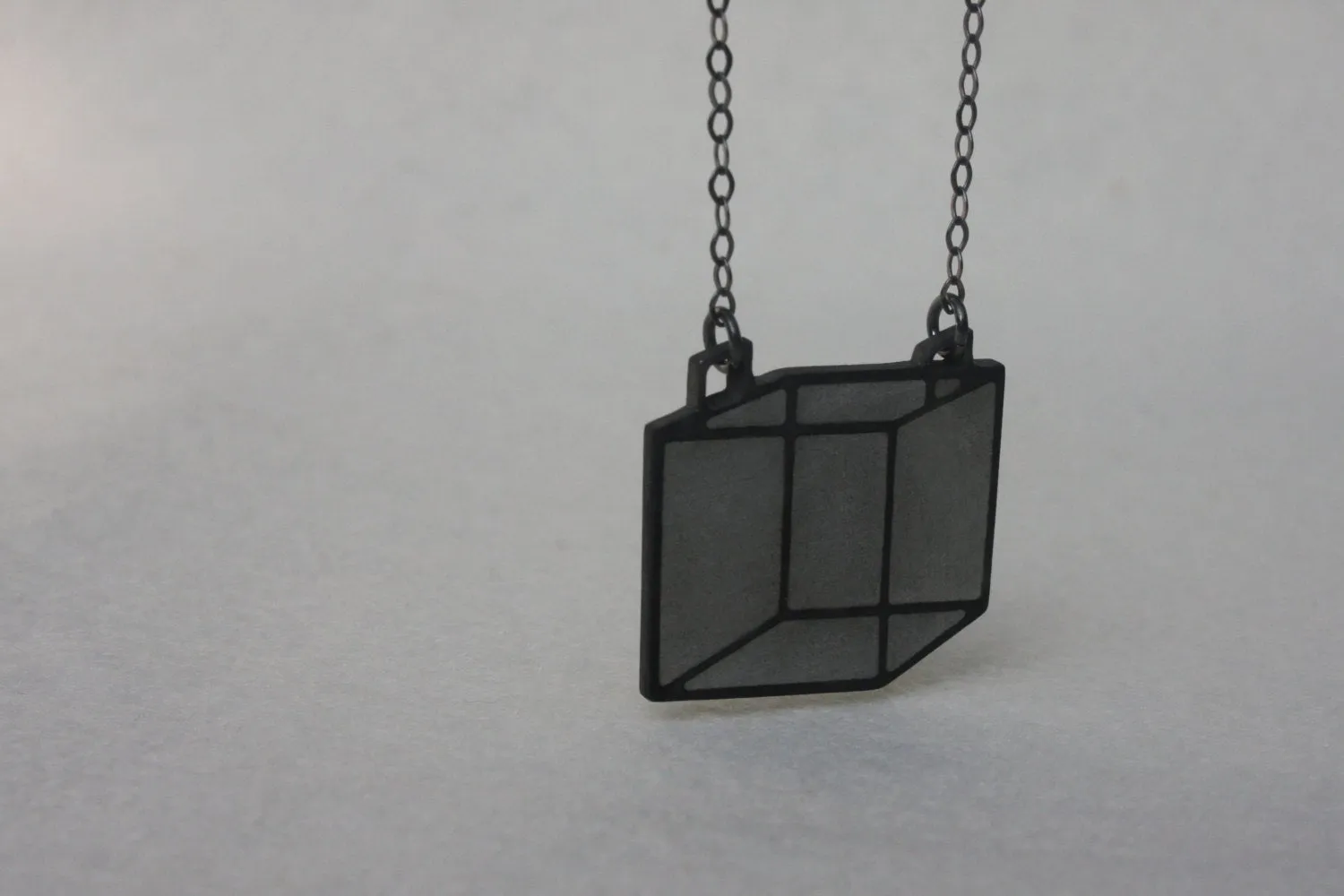 SALE 50% OFF -  Industrial Silver 3D Cube Necklace