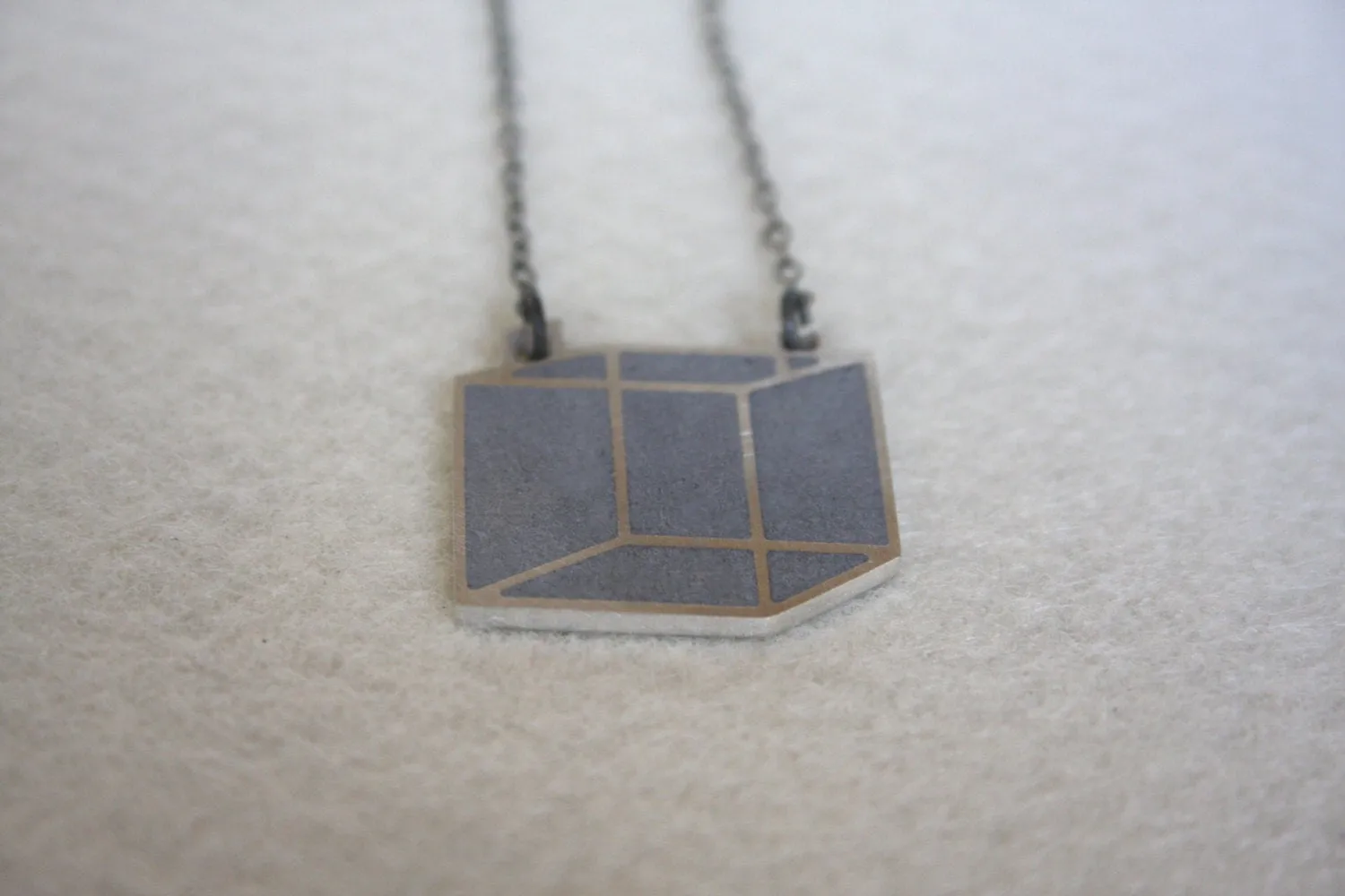 SALE 50% OFF -  Industrial Silver 3D Cube Necklace