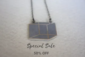 SALE 50% OFF -  Industrial Silver 3D Cube Necklace
