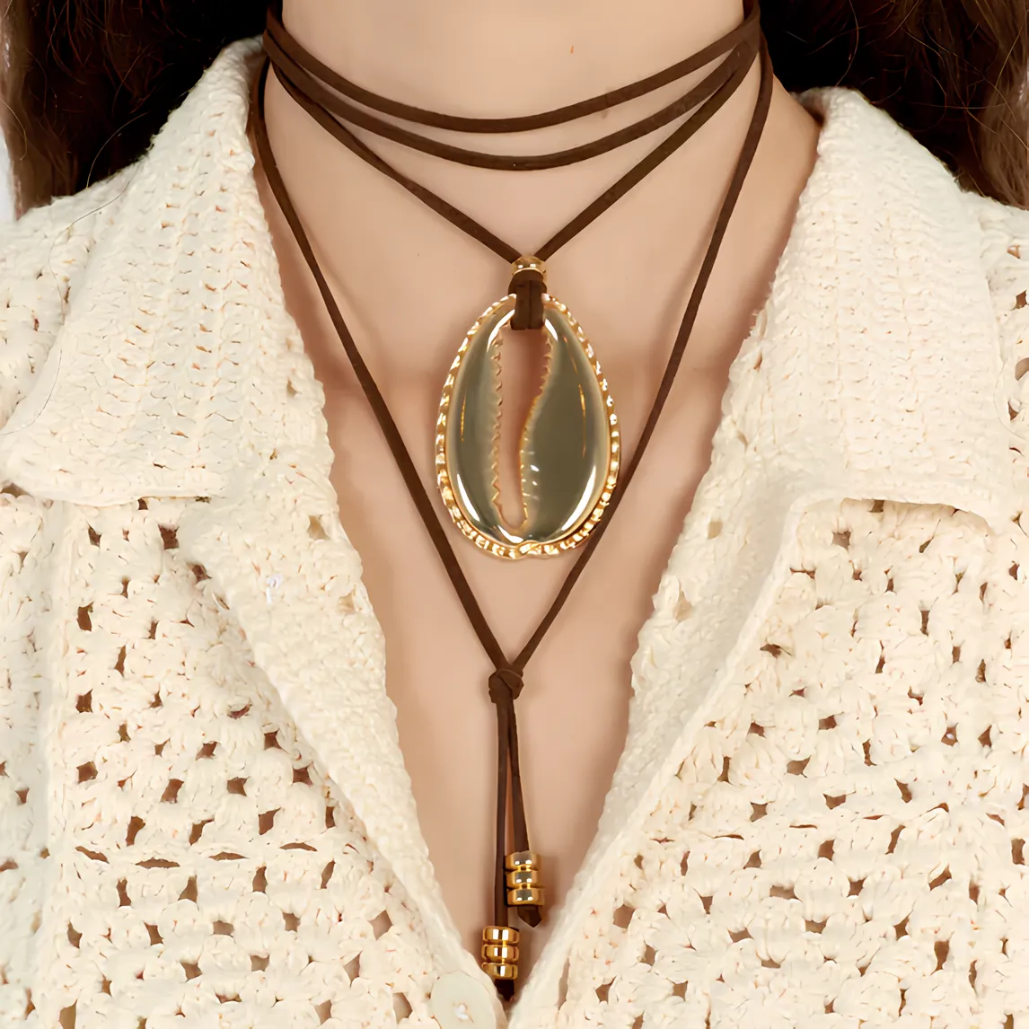 Scallop Elegance Stainless Steel Pendant Necklace