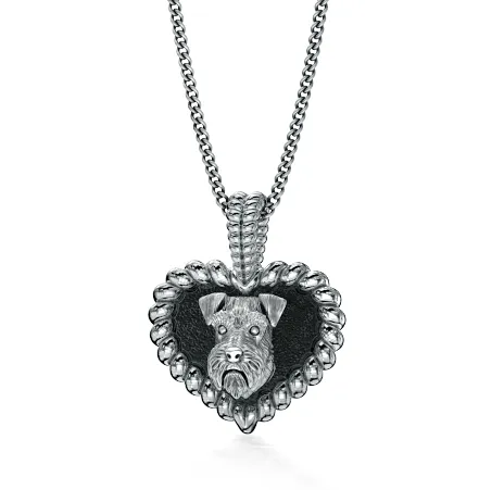Schnauzer Puppy Love Heart Pendant