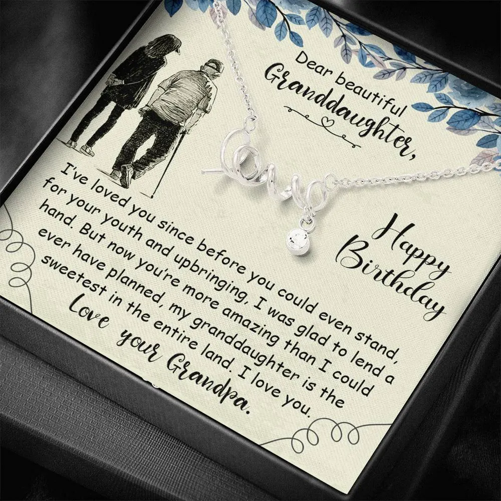 Scripted Love Birthday Necklace For Granddaughter From Grandpa