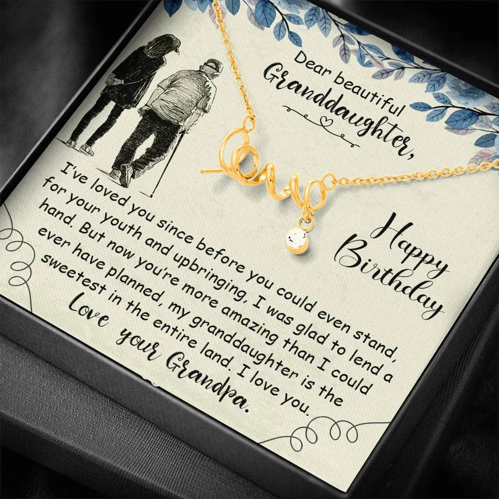 Scripted Love Birthday Necklace For Granddaughter From Grandpa