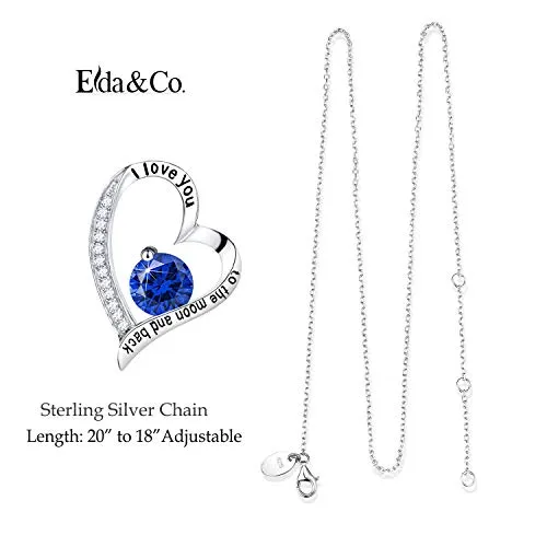 September Birthstone Necklace for Wife Birthday Gifts Women Blue Sapphire Jewelry I Love You to the Moon and Back Sterling Silver