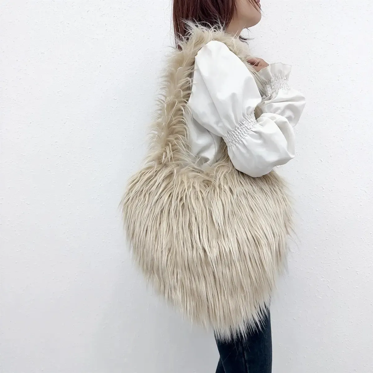 ‘Shape Of My Heart’ Multicolor Fuzzy Purse