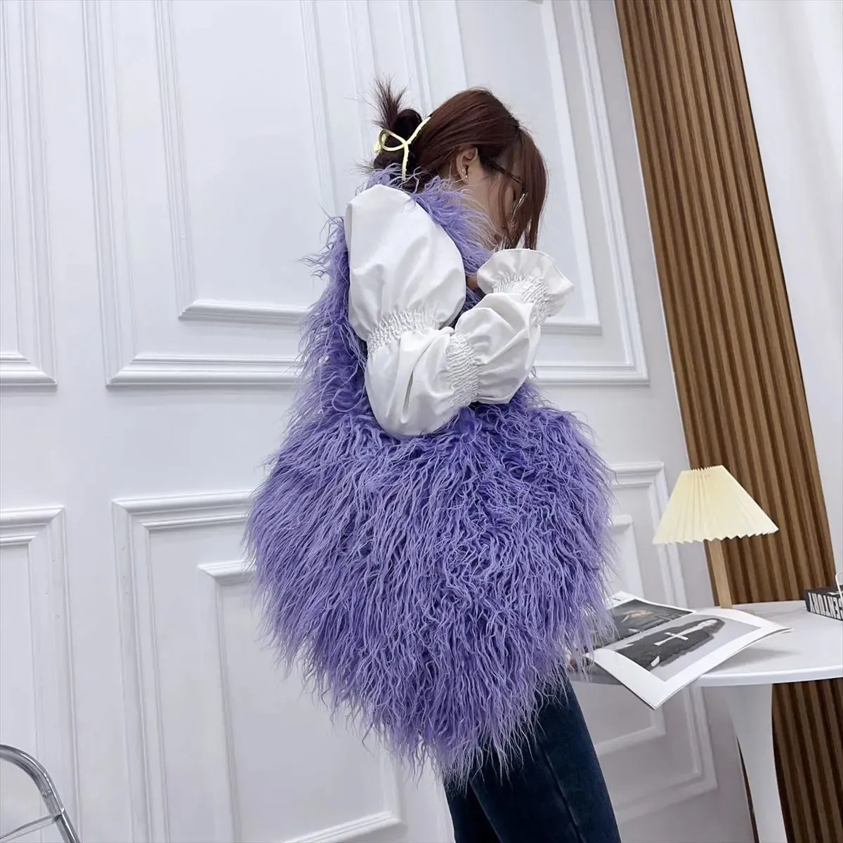 ‘Shape Of My Heart’ Multicolor Fuzzy Purse