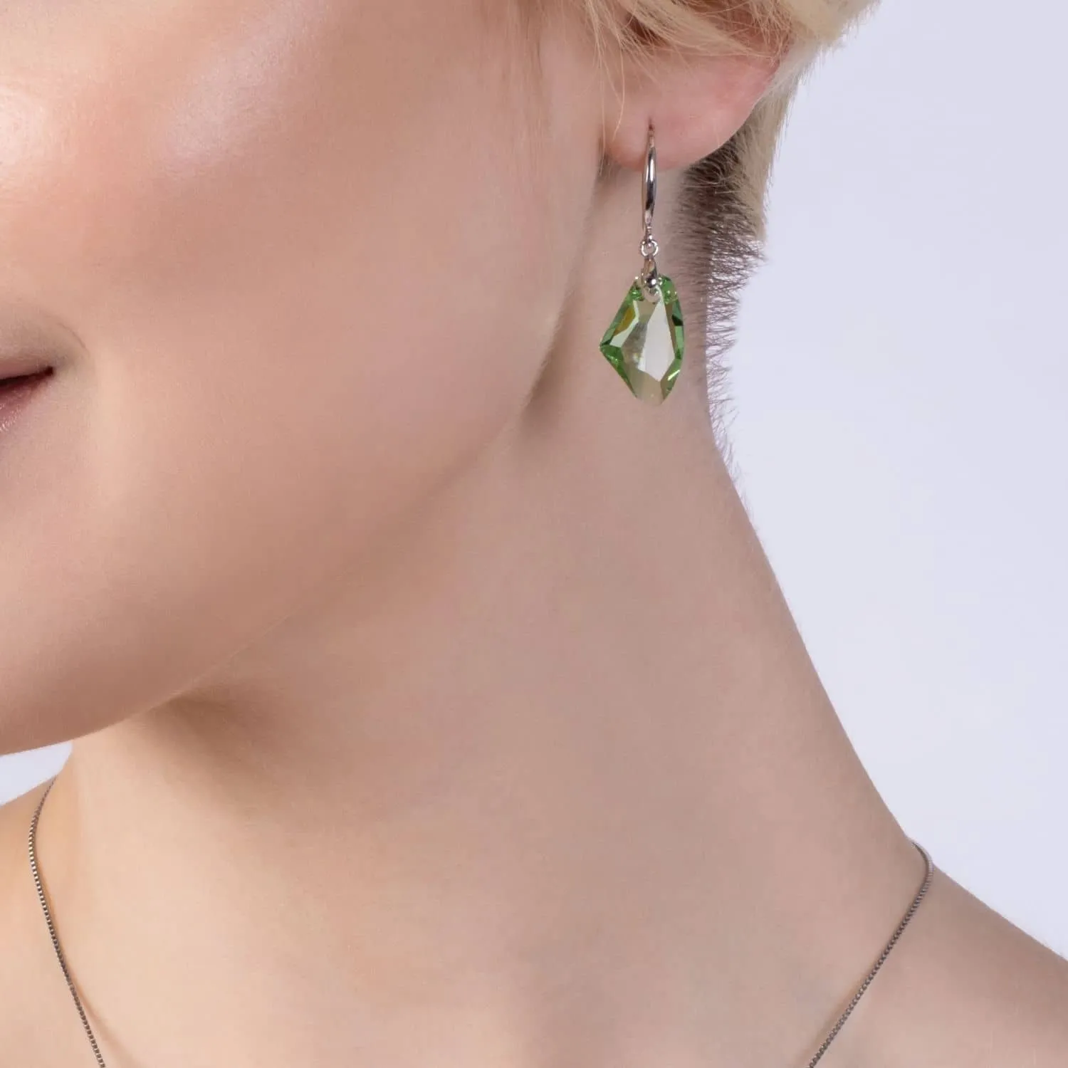 Shimmering Green Crystal Set - Necklace & Earrings - Made with Austrian Crystals