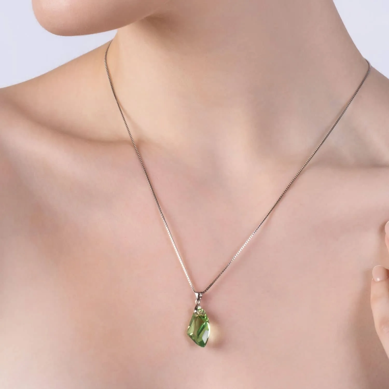 Shimmering Green Crystal Set - Necklace & Earrings - Made with Austrian Crystals