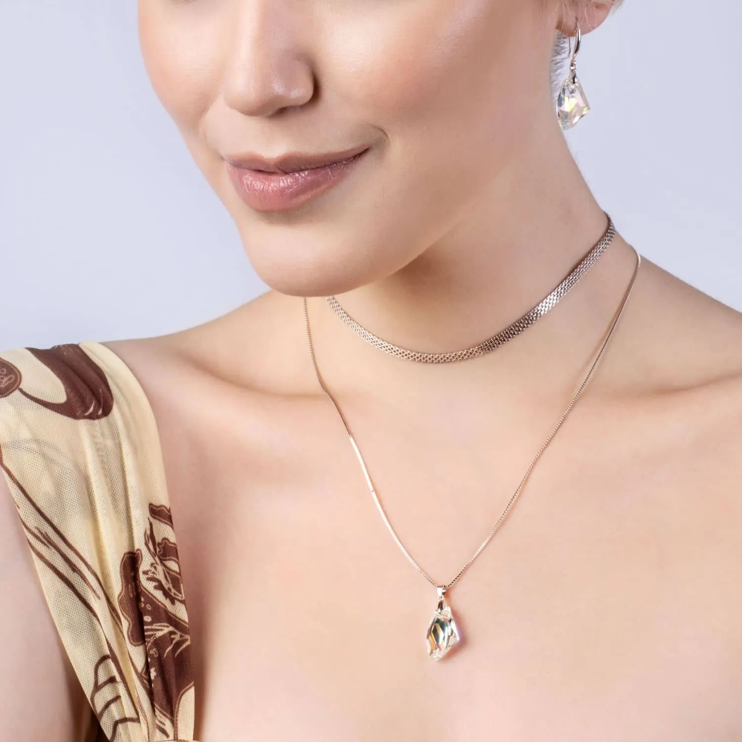 Shimmering Iridescent Crystal Set - Necklace & Earrings - Made with Austrian Crystals