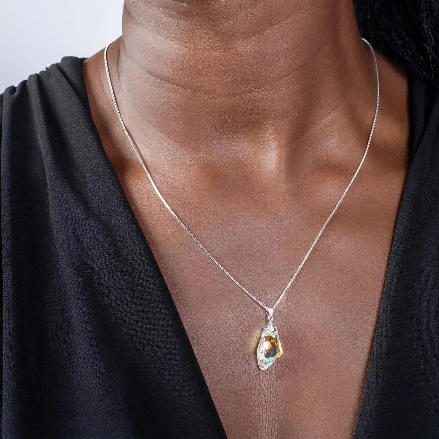 Shimmering Iridescent Crystal Set - Necklace & Earrings - Made with Austrian Crystals