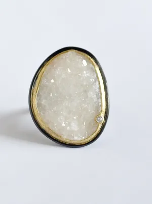 Shining Druzy Large Free-Form Shape Ring