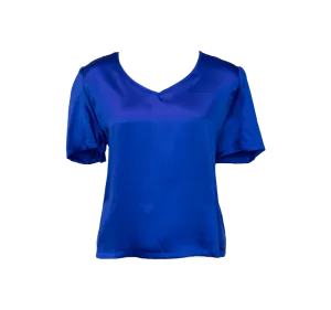 Shining V-Neck Blouse in Blue
