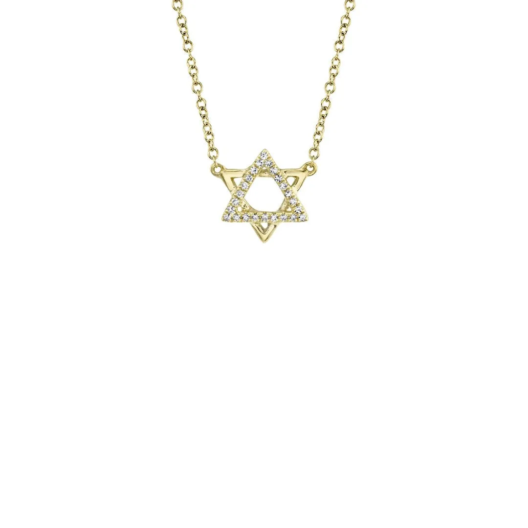 Shy Creation Star of David Pave Diamond Necklace