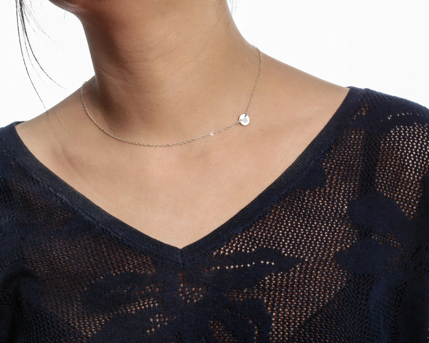 Sideways 1 Tiny Circle Necklace