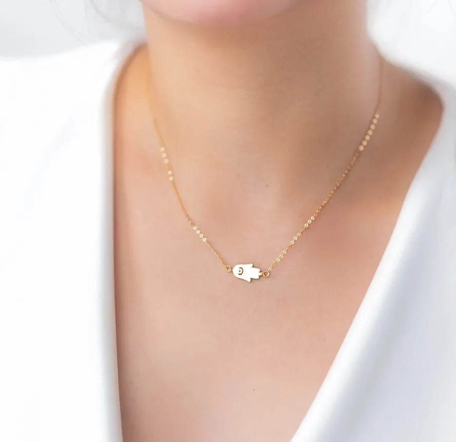 Sideways Hamsa Necklace