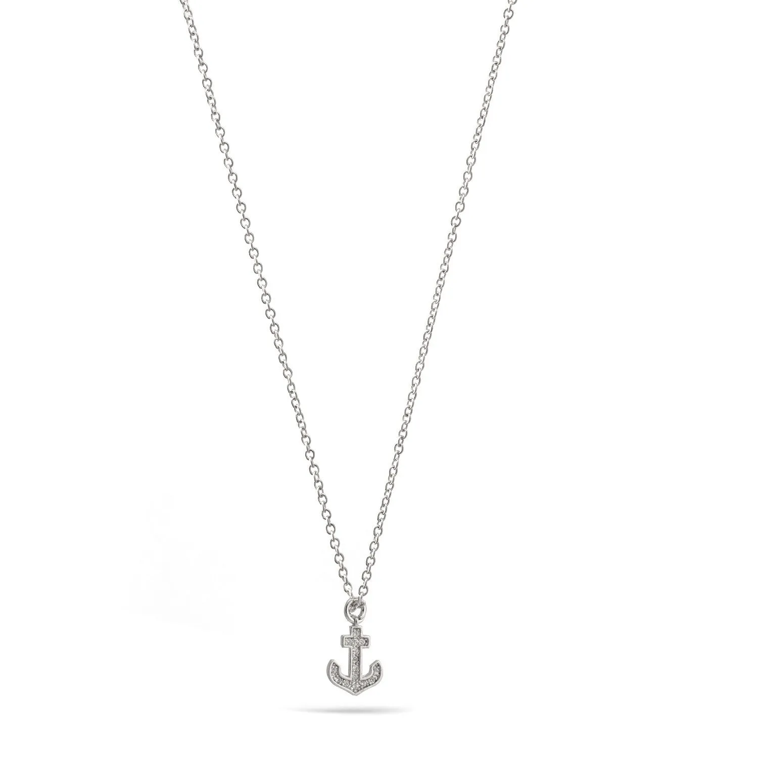 SILVER ANCHOR PENDANT SHORT NECKLACE #SWY-18050SL (IG15)