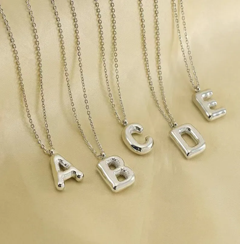 Silver Bubble Initial Necklace
