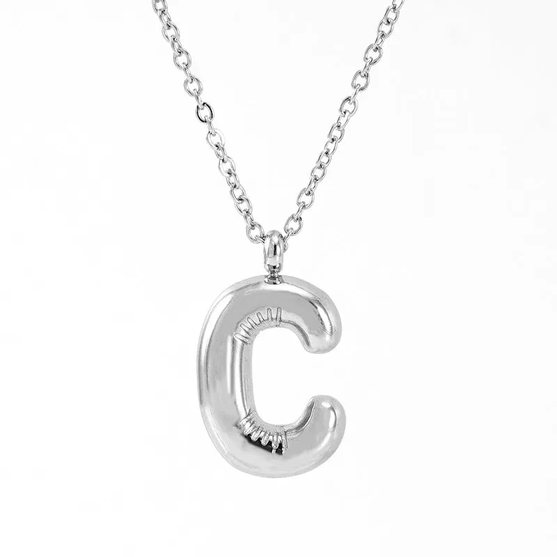 Silver Bubble Initial Necklace