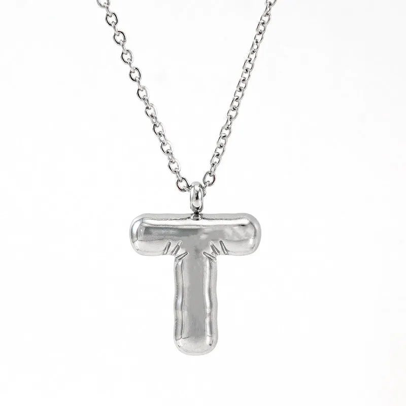 Silver Bubble Initial Necklace